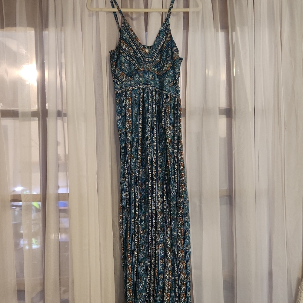 Jessica Simpson Teal and White Floral Maxi Dress